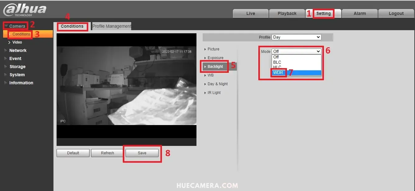 Các bước Bật chống ngược sáng WDR cho camera IP Dahua