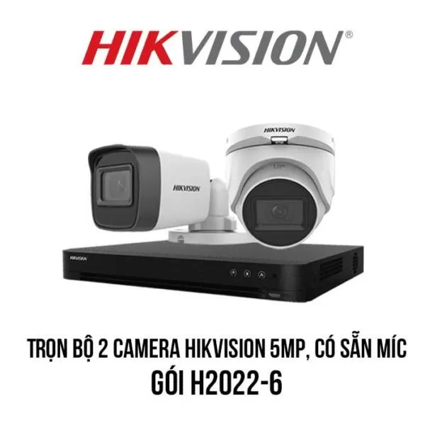bộ 2 camera Hikvision 5MP có míc