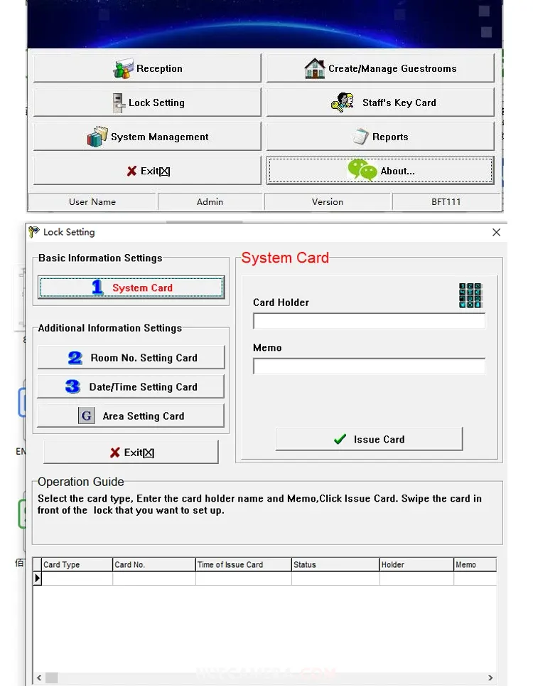 rfid bộ mã hóa thẻ khách sạn Công ty phát hành thẻ khóa khách sạn chỉ dành cho quản lý phần mềm khóa khách sạn của chúng tôi